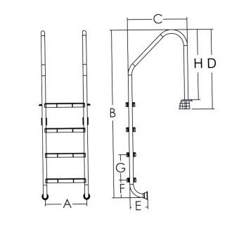 Drabina basenowa ze stali nierdzewnej 1,0 mm