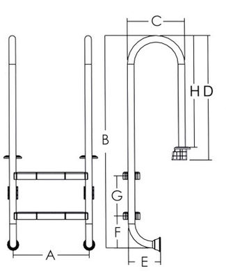 Drabina basenowa ze stali nierdzewnej 1,2 mm