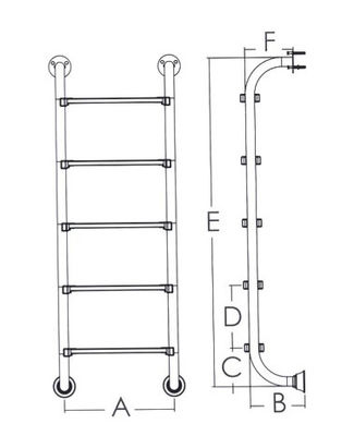 4 stopnie 1.0mm drabina basenowa ze stali nierdzewnej